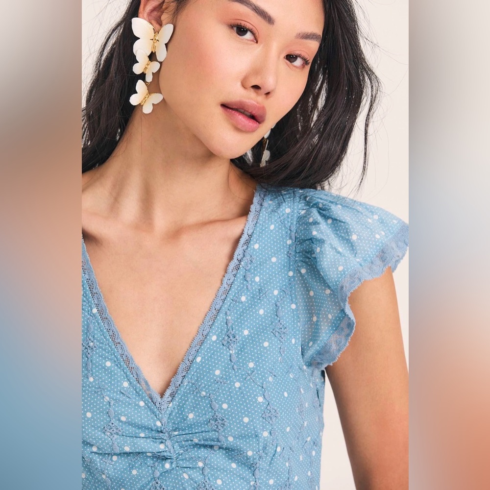 NWT $495 Love Shack Fancy Abena Dress in Blue Bonnet - Picture 4 of 6